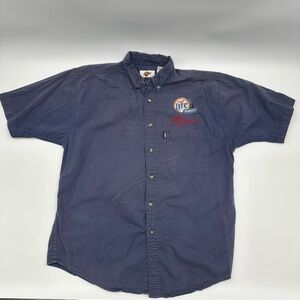 Vtg‎ Rusty Wallace Button Down Short Sleeve Shirt Blue #2 NASCAR Mens Large Y2K